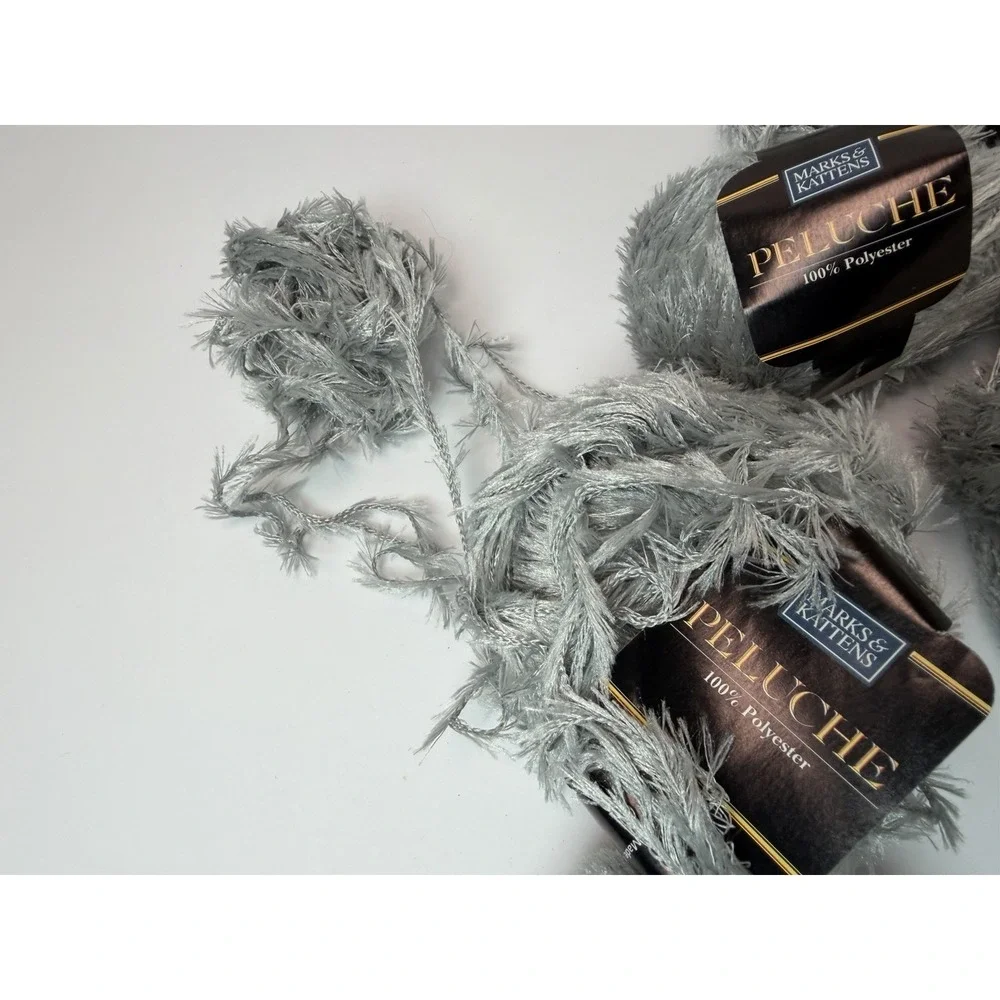 Peluche Marks & Kattens Eyelash Fur Yarn 100% Polyester Gray Lot Of 8